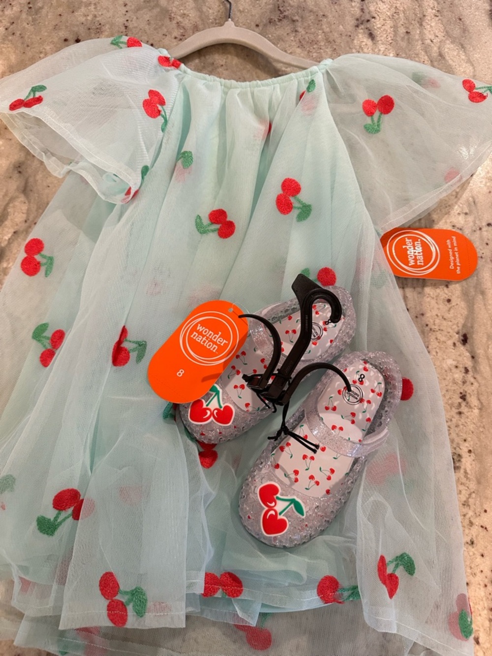 Toddler Girl Cherry Dress Outfit 3T + Shoes Size NWT Matching Set